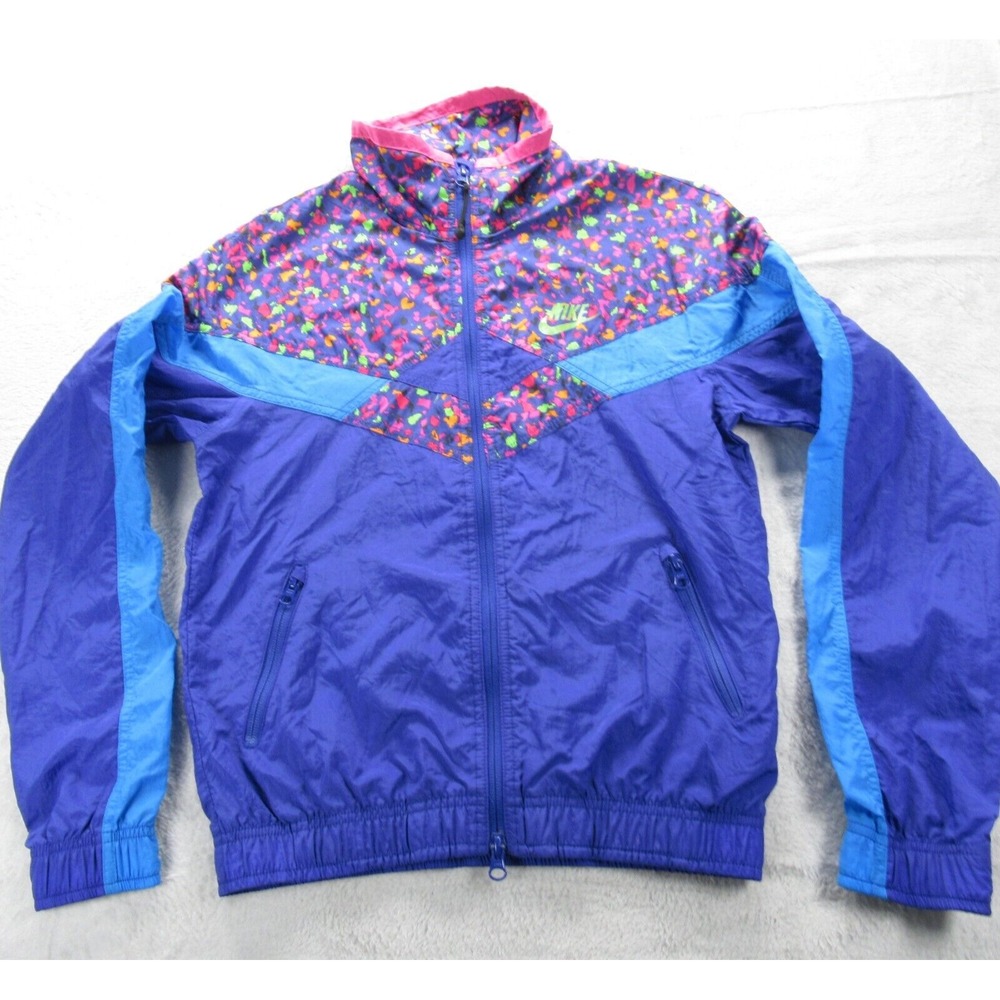 Nike Sportswear Jacket Girls Small 4-6 Purple Colorblock Full Zip Rain Retro